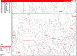 Jurupa Valley Wall Map Zip Code Red Line Style 2026